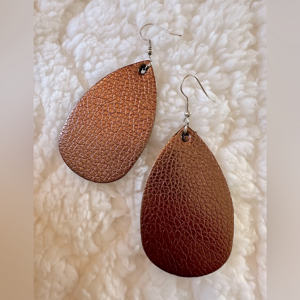 Faux leather Tear Drop Earrings